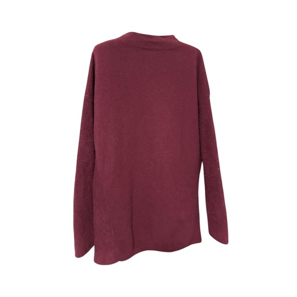 Lands End Thick Cashmere Mock Neck Tunic Sweater Burgundy Size L Quiet Luxury - Picture 4 of 7